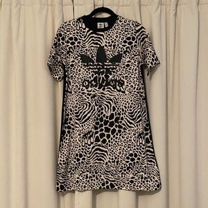 Adidas Black and Cream Graphic Dress S